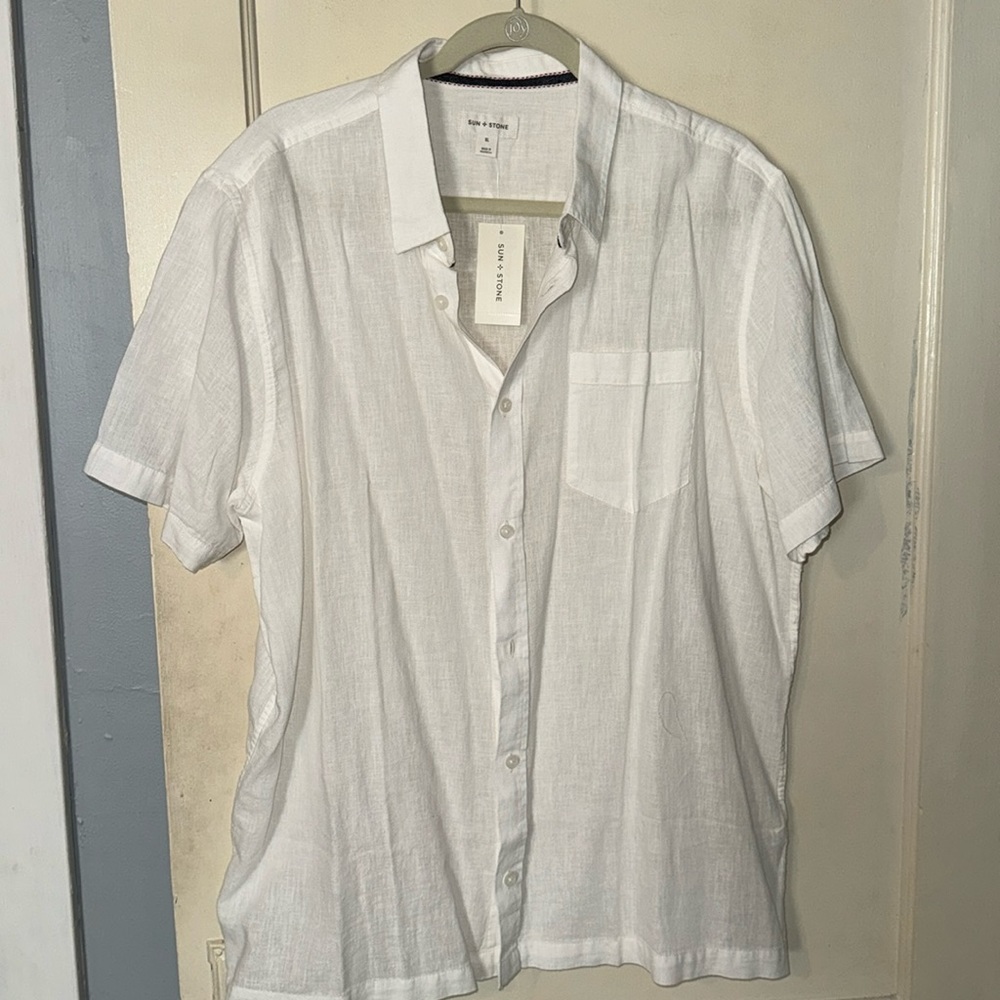 Sun & Stone men's linen button down white XL NWT
